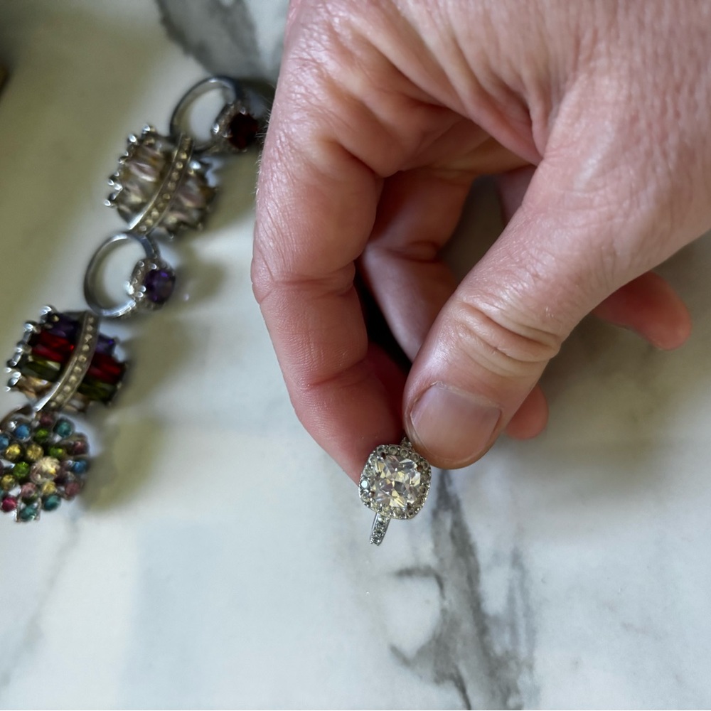 Elegant Silver and Multicolor Gemstone Ring Set